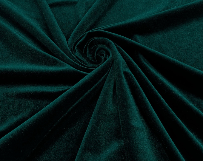 Teal 60" Wide 90% Polyester 10 percent Spandex Stretch Velvet Fabric for Sewing Apparel Costumes Craft, Sold By The Yard.