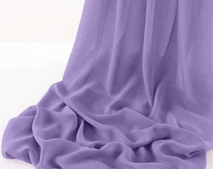 Lilac Chelsea Wool Dobby Chiffon Fabric/58" Wide Sheer Fabric/Solid Color Draping Fabric for Wedding Party Easter Backdrop.