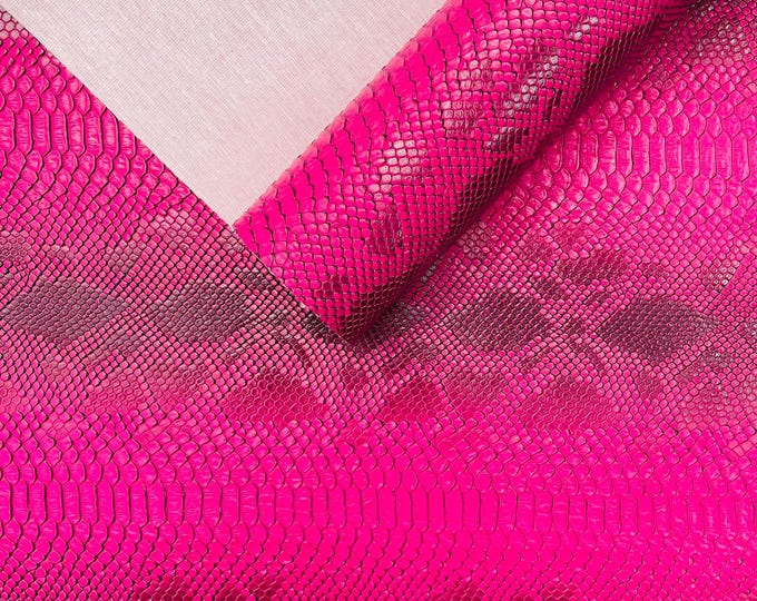 Fuchsia Viper Snake Skin Texture Faux Leather Fabric| 54" Wide| Upholstery| Bags.