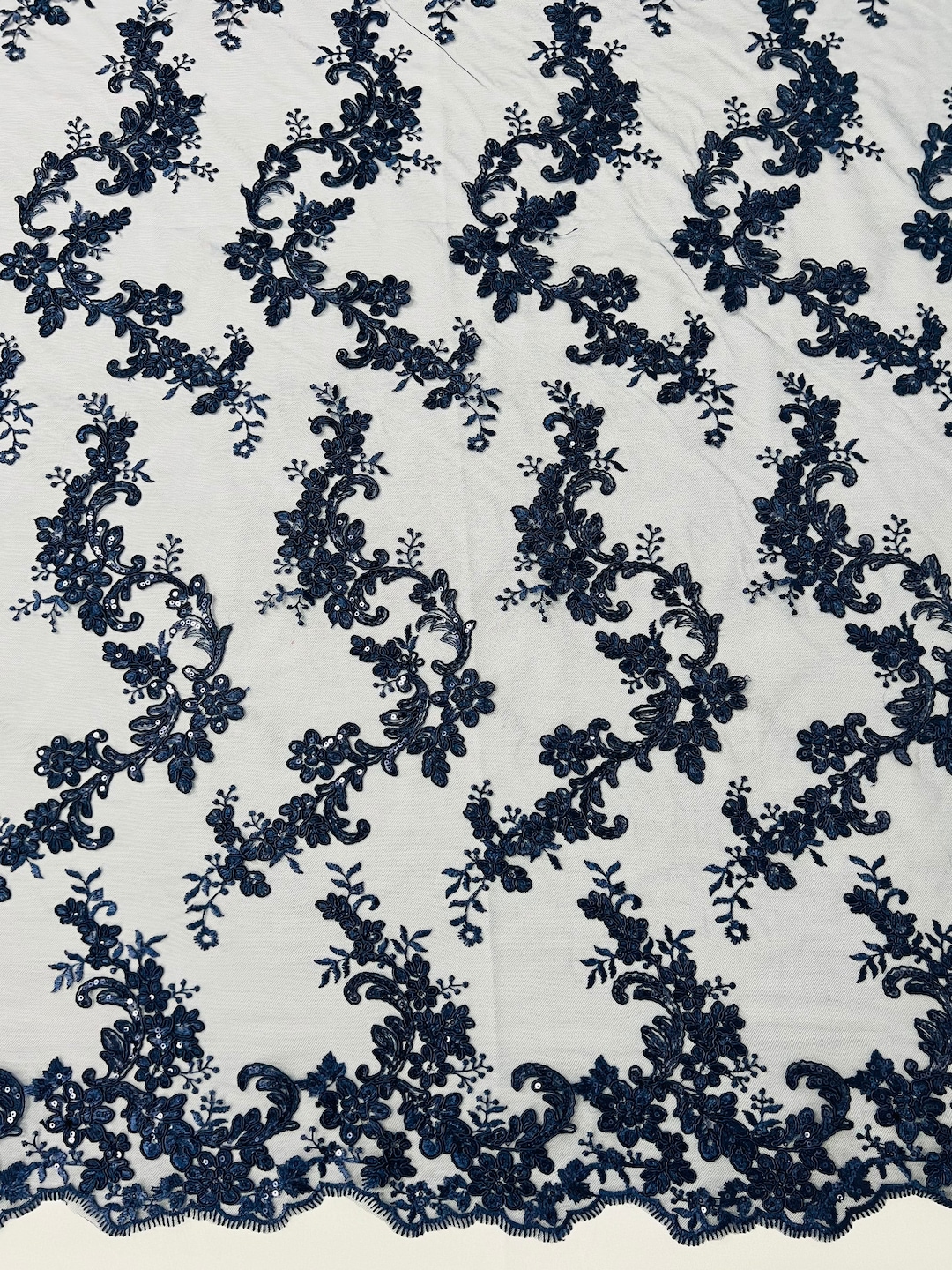 Navy Embroidered Flower