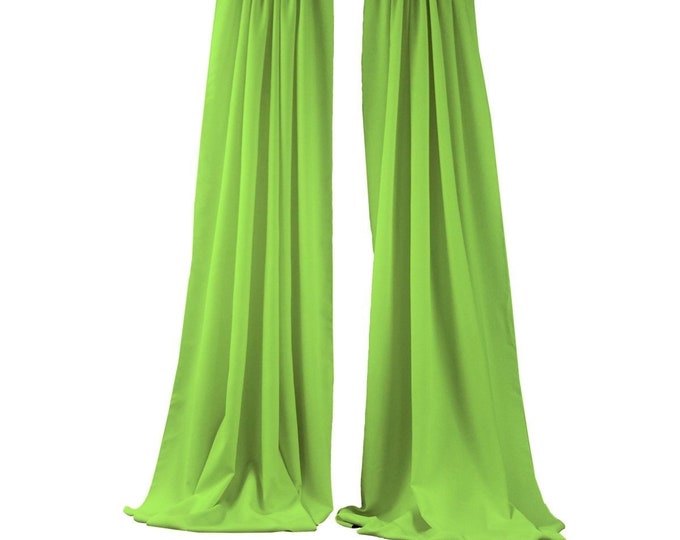 Lime Green 2 Panels Backdrop Drape, All Sizes Available in Polyester Poplin, Party Supplies Curtains.