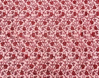 Burgundy metallic lace with cord embroidery flowers on a mesh fabric -dresses-fashion-prom-nightgown-sold by yard-free shipping.