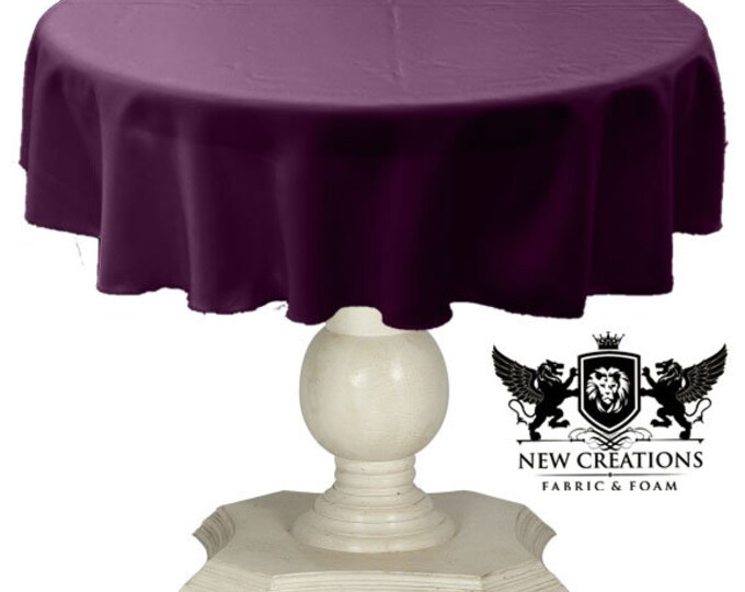 Eggplant Tablecloth Solid Dull Bridal Satin Overlay for Small Coffee Table Seamless.