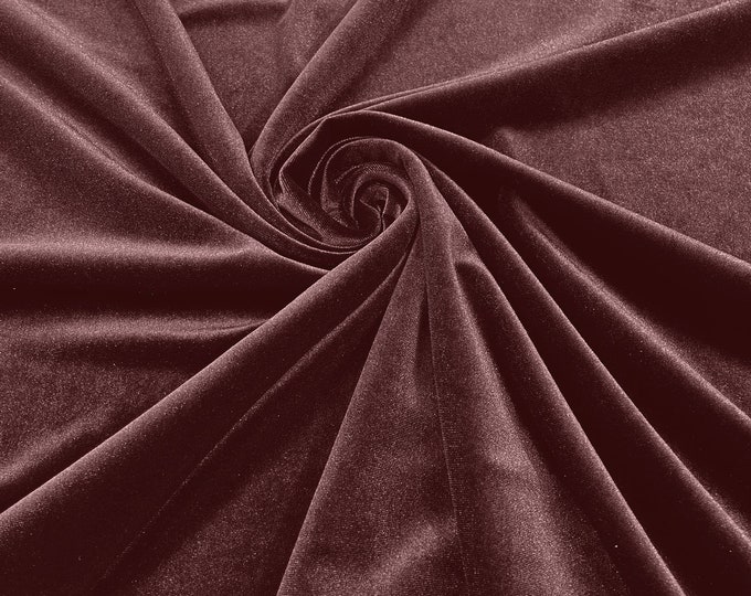 Mauve 60" Wide 90% Polyester 10 percent Spandex Stretch Velvet Fabric for Sewing Apparel Costumes Craft, Sold By The Yard.