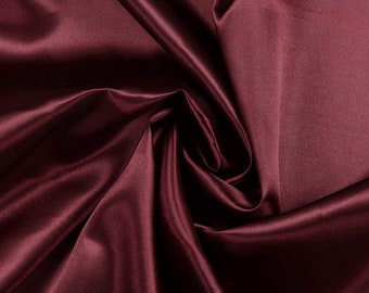 Burgundy Charmeuse Satin Shiny Fabric, 58" Wide- Sold by The Yard.