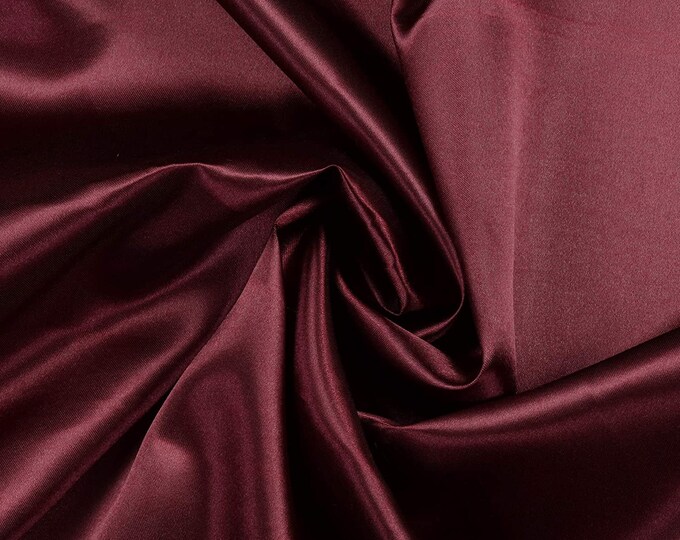 Burgundy Charmeuse Bridal Solid Satin Fabric for Wedding Dress Fashion Crafts Costumes Decorations Silky Satin 58” Wide Sold By The Yard.