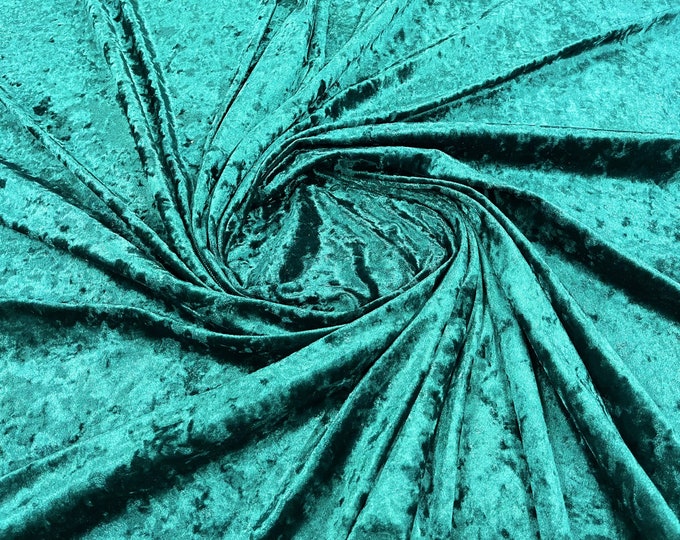 Hunter Green 60" Wide 90% Polyester 10 Percent Spandex Stretch Crushed Velvet Fabric for Sewing Apparel Costumes Craft, Sold By The Yard.