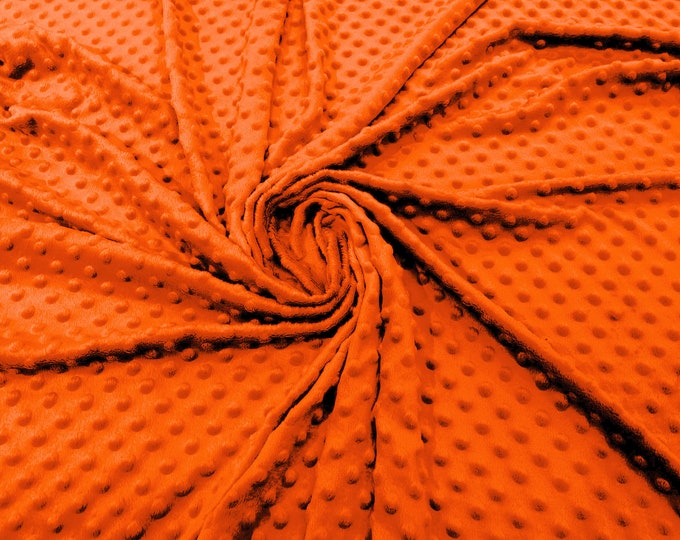 Neon Orange 58" Wide 100%  Polyester Minky Dimple Dot Soft Cuddle Fabric SEW Craft Sold by Yard.