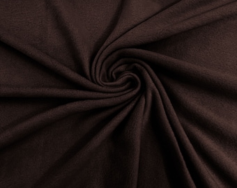 Chocolate Brown Solid Polar Fleece Fabric Anti-Pill 58" Wide Sold by The Yard.