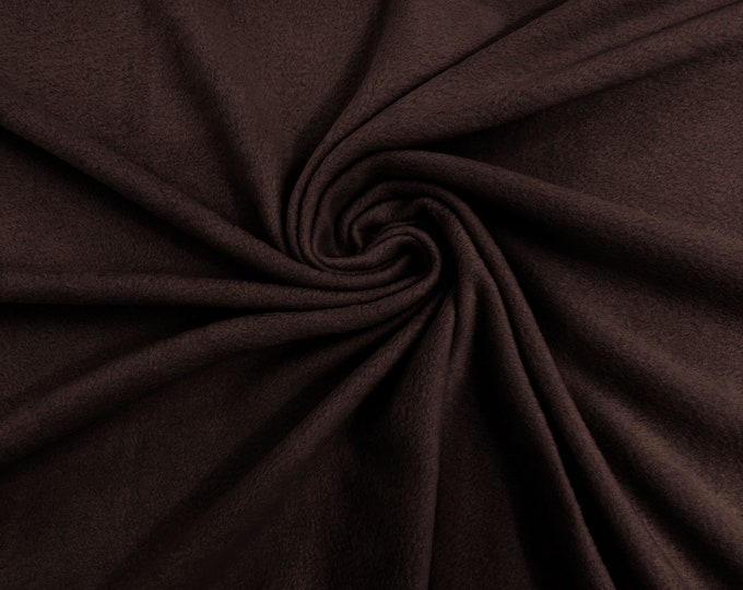 Chocolate Brown Solid Polar Fleece Fabric Anti-Pill 58" Wide Sold by The Yard.