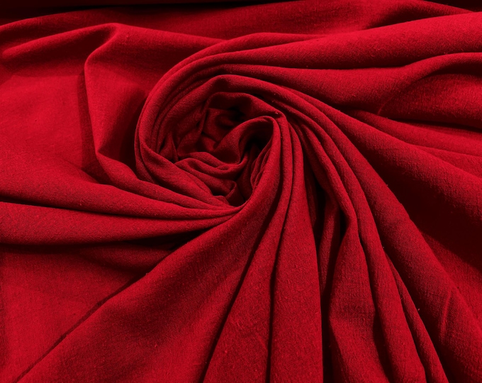 Red Cotton Gauze Fabric 100% Cotton 48/50" inches Wide Crinkled Lightweight Sold by The Yard.