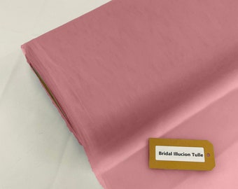 Dusty Rose - Bridal Illusion Tulle 108"Wide Polyester Premium Tulle Fabric Bolt.