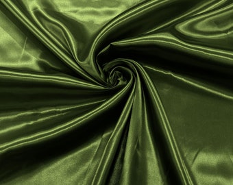 Dark Sage Green - Shiny Charmeuse Satin Fabric for Wedding Dress/Crafts Costumes/58” Wide /Silky Satin