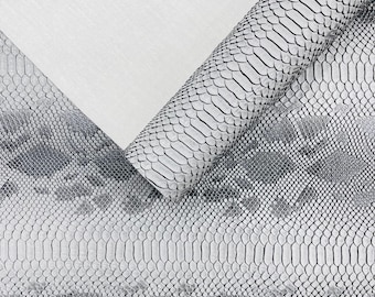 Silver Grey Snake Skin Faux Leather Fabric – 54" Wide Vinyl Upholstery