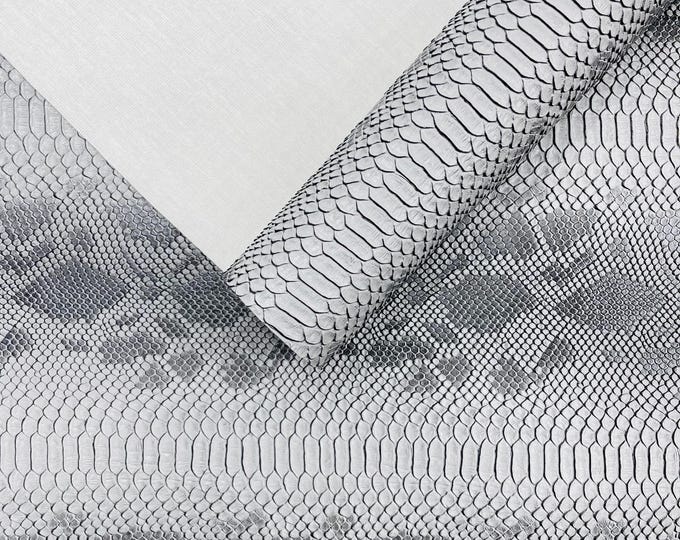 Silver Grey Snake Skin Faux Leather Fabric – 54" Wide Vinyl Upholstery