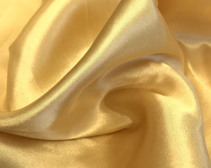 Gold Charmeuse Bridal Solid Satin Fabric for Wedding Dress Fashion Crafts Costumes Decorations Silky Satin 58” Wide Sold By The Yard.