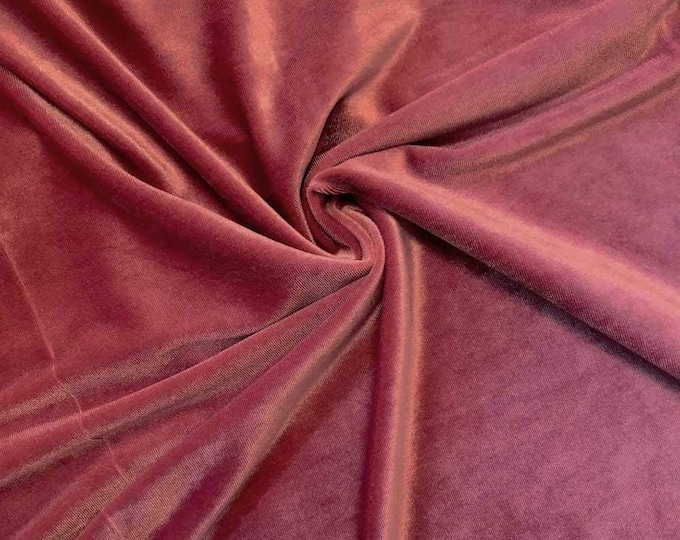 Mauve 60" Wide 90% Polyester 10 Percent Spandex Stretch Velvet Fabric for Sewing Apparel Costumes Craft, Sold By The Yard.