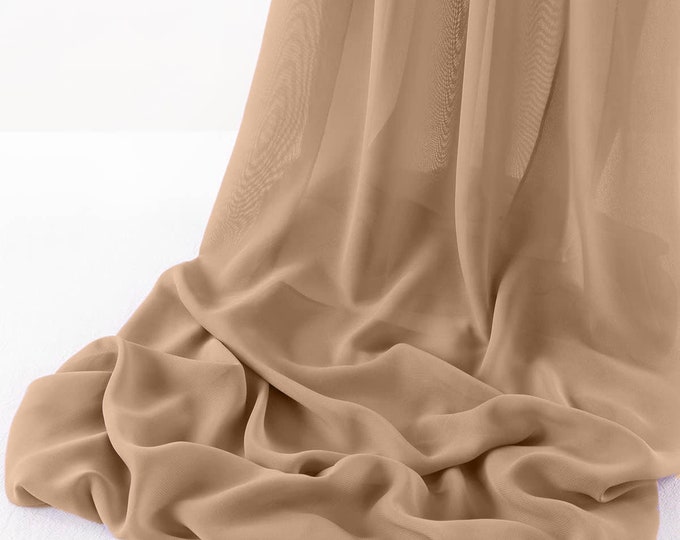 Nude Chelsea Wool Dobby Chiffon Fabric/58" Wide Sheer Fabric/Solid Color Draping Fabric for Wedding Party Easter Backdrop.