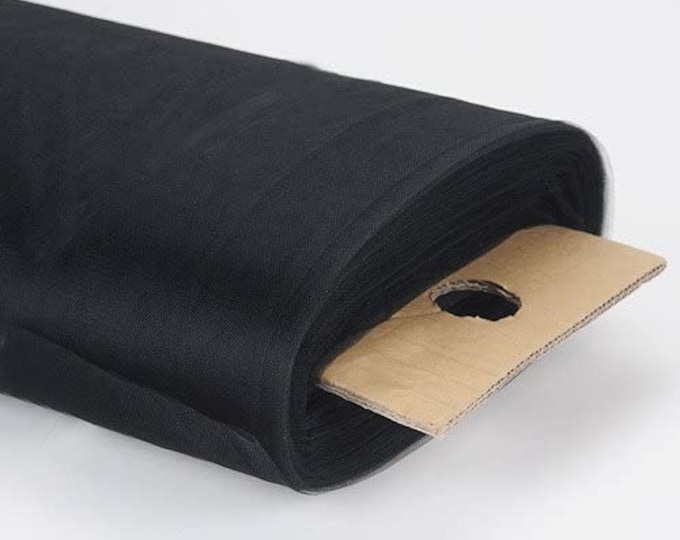Black 108" Wide by 50 Yards Long Polyester Decorative Premium Tulle Fabric Bolt.