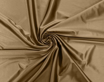 Champagne Heavy Shiny Satin Stretch Spandex Fabric | 58 Inches Wide for Prom.