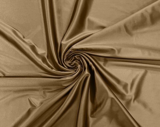 Champagne Heavy Shiny Satin Stretch Spandex Fabric/58 Inches Wide/Prom/Wedding/Cosplays.