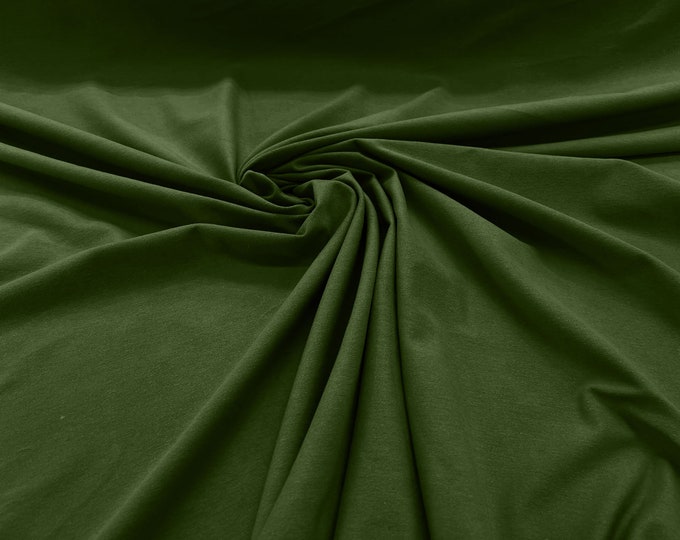 Medium Olive 58/60" Wide  Cotton Jersey Spandex Knit Blend 95% Cotton 5 percent Spandex/Stretch Fabric/Costume