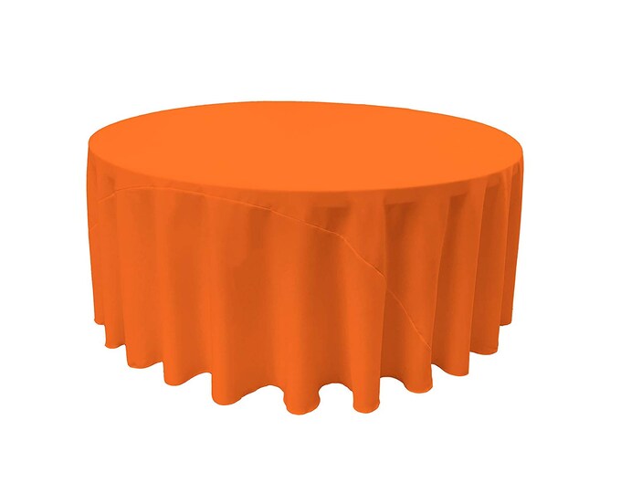 Orange - Solid Round Polyester Poplin Tablecloth With Seamless.