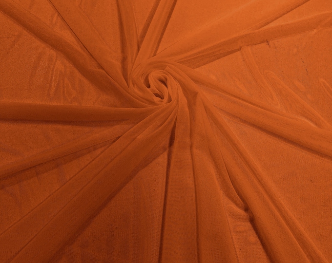 Dark Orange 58/60" Wide Solid Stretch Power Mesh Fabric Spandex/ Sheer See-Though/Sold By The Yard. New Colors