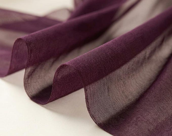 Burgundy Stretch Mesh Fabric by Yard, Wine Sheer Tulle Fabric, Spandex Net Fabric for Dresses, Bridal, Lingerie, Evening Gown Sewing