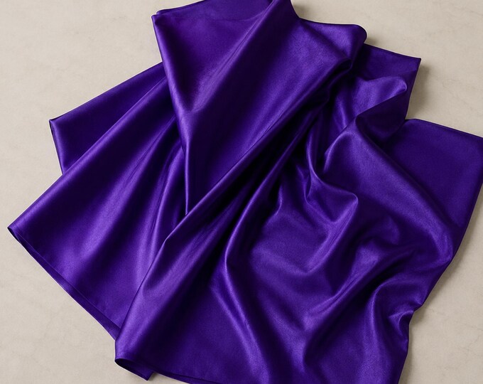Dark Purple Heavy Shiny Satin Stretch Spandex Fabric 58" Wide, Purple Satin Fabric By The Yard, Prom Dress & Gown Fabric