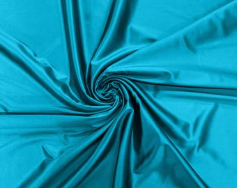 Turquoise Deluxe Shiny Polyester Spandex Fabric Stretch 58" Wide Sold by The Yard.