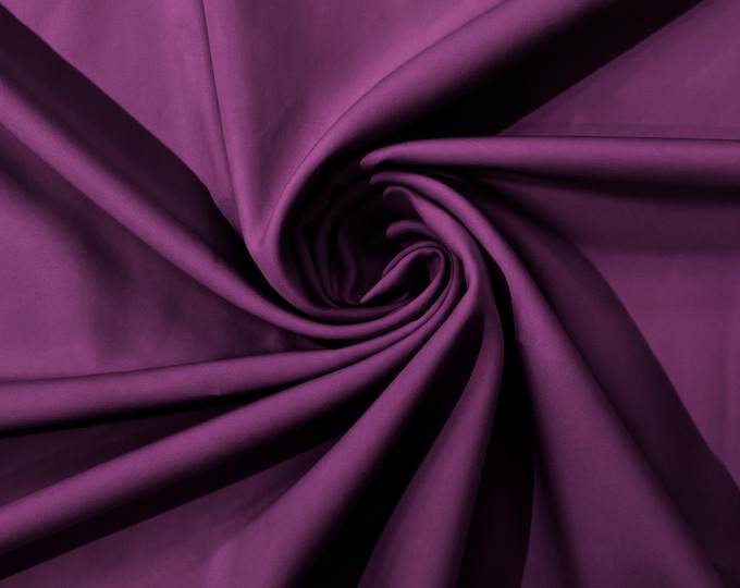 Plum Dull Stretch Crepe Fabric by the Yard – 4 Way Stretch Matte Polyester Spandex Fabric for Bridal, Evening Dresses & Apparel