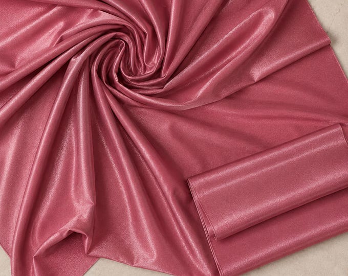 Dusty Rose Heavy Shiny Satin Stretch Spandex Fabric 58" Wide, Rose Satin Fabric By The Yard, Prom Dress Fabric