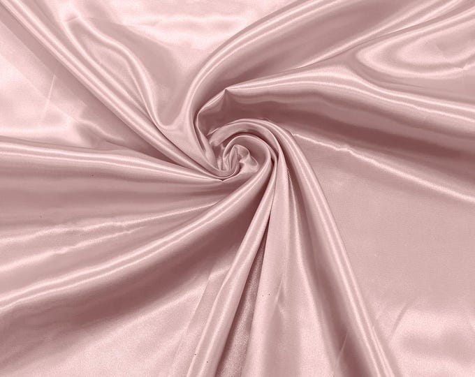 Blush Pink Shiny Satin Charmeuse Fabric| 58" Wide| Wedding| Bridal| Evening Gown| Prom.