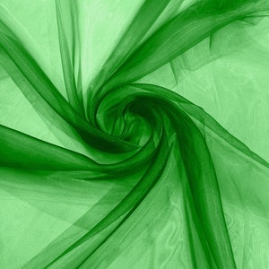 Flag Green 58/60&quot; Wide 100% Polyester Soft Light Weight, Sheer, See Through Crystal Organza Fabric/Cosplay Costumes, Skirts.
