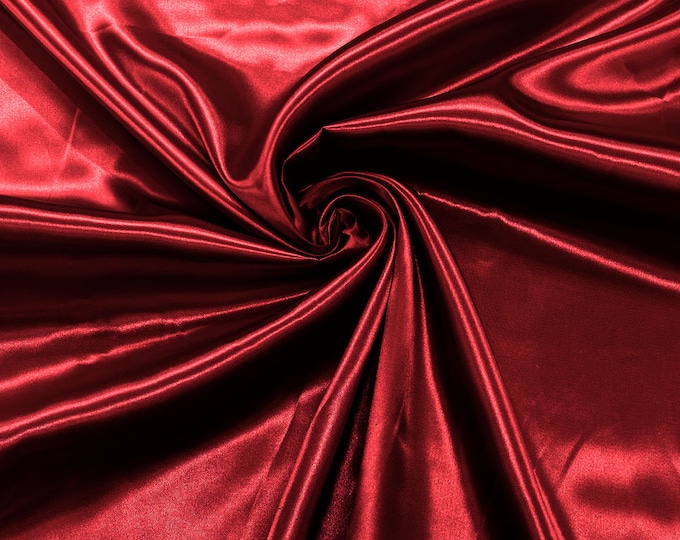 Dark Red - Shiny Charmeuse Satin Fabric for Wedding Dress/Crafts Costumes/58” Wide /Silky Satin