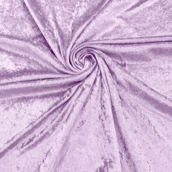 Lilac 59" Wide Crushed Stretch Panne Velvet Velour Fabric Sold By The Yard.