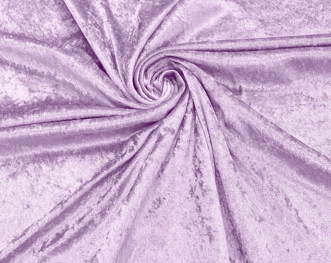 Lilac 59" Wide Crushed Stretch Panne Velvet Velour Fabric Sold By The Yard.