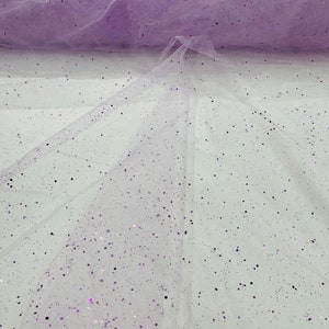 Lilac sparkle tulle glitter with sequin fabric shimmer/ tulle glitter for dresses/ mesh glitter fabric/ costume fabric.