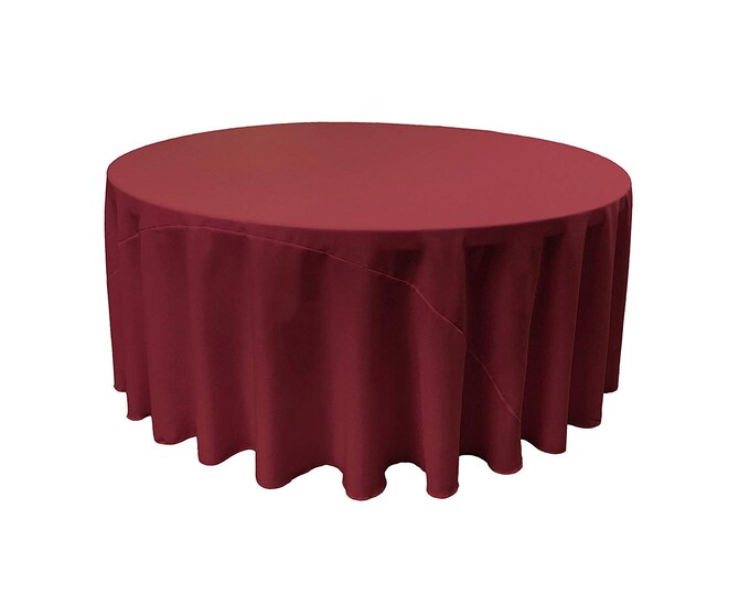 Cherry Red - Solid Round Polyester Poplin Tablecloth With Seamless.