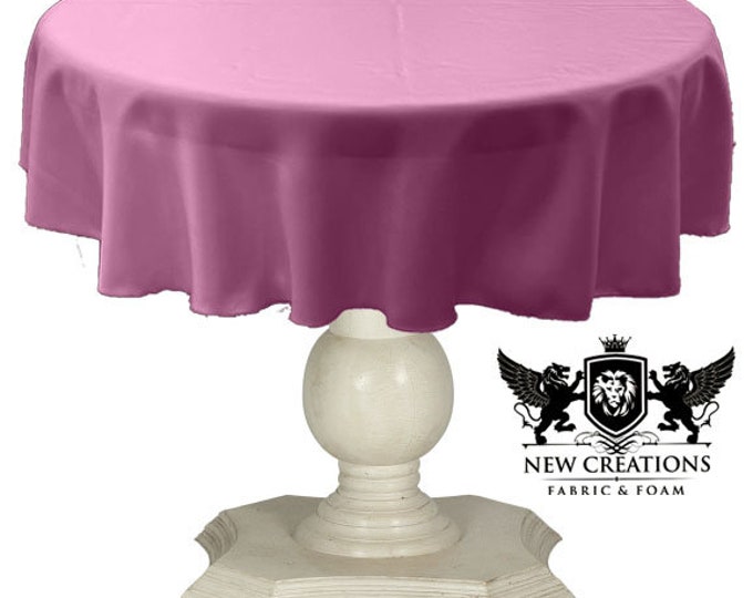 Bubblegum Pink Round Tablecloth Solid Dull Bridal Satin Overlay for Small Coffee Table Seamless.