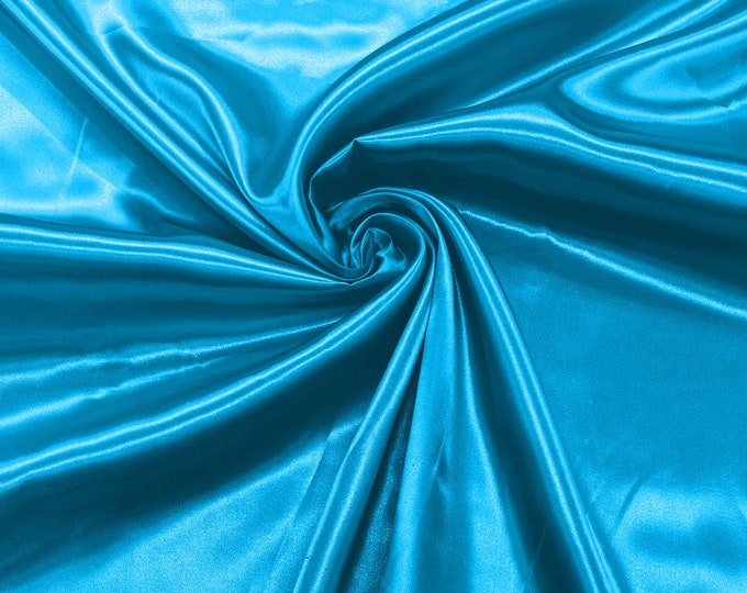 Turquoise Shiny Charmeuse Satin Fabric for Wedding Dress/Crafts Costumes/58” Wide /Silky Satin