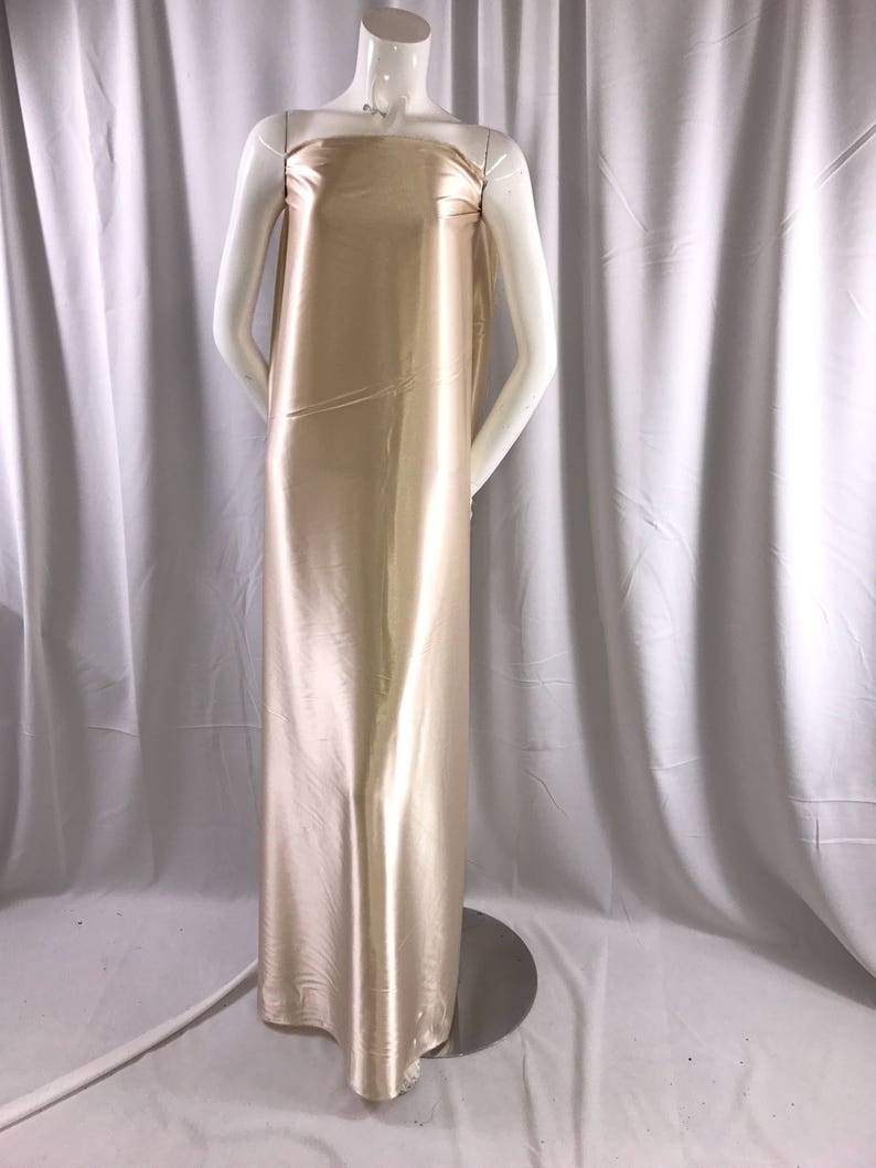 Champagne 58 inch 2 way stretch charmeuse satin-super soft silky satin-wedding-bridal-prom-nightgown-dresses-fashion-sold by the yard. image 2