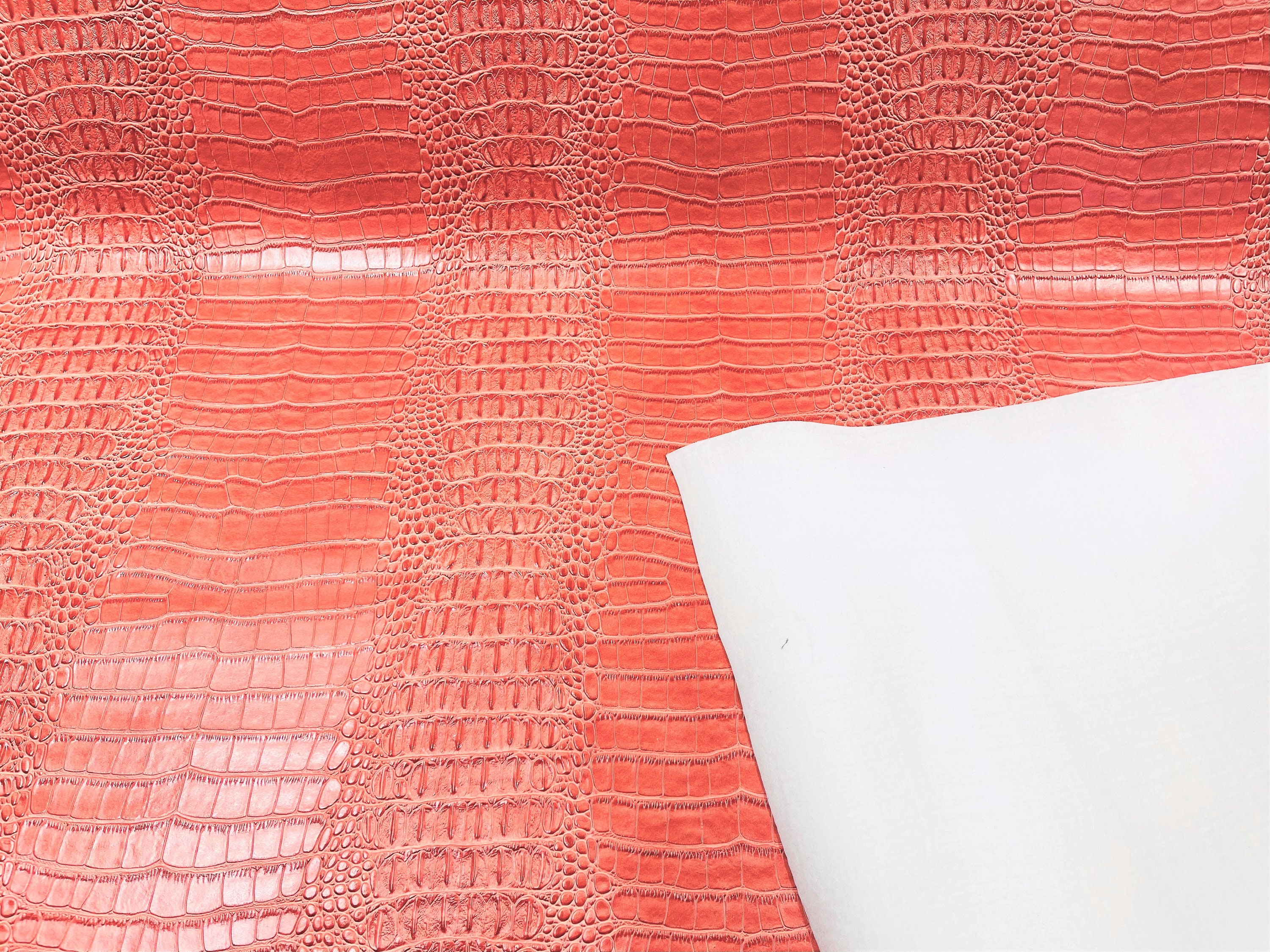 Orange 53/54 Wide Gator Fake Leather Upholstery, 3-D Crocodile Skin Texture Faux  Leather PVC Vinyl Fabric Sold By The Yard.