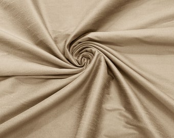Beige Polyester Dupioni Faux Silk Fabric/ 55” Wide/Wedding Fabric/Home Decor.