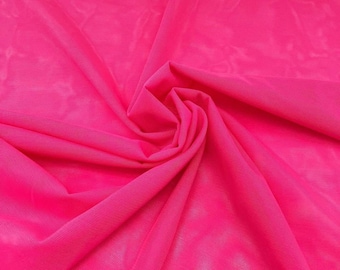 Hot Pink 58/60" Wide Solid Stretch Power Mesh Fabric Nylon Spandex Sold By The Yard.