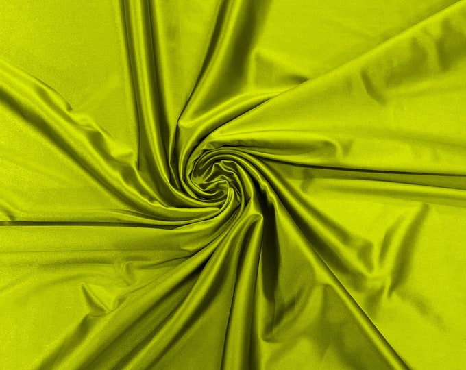 Chartreuse Green Heavy Shiny Satin Stretch Spandex Fabric/58 Inches Wide/Prom/Wedding/Cosplays.