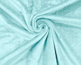 Icy Blue Minky Smooth Soft Solid Plush Faux Fake Fur Fabric Polyester- Sold by the yard.