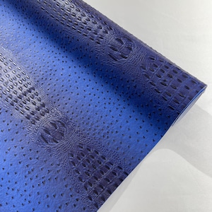 Royal Blue 54” Wide Gator/Ostrich  two tone  Fake Leather Upholstery, 3-D Crocodile Skin Texture Faux Leather Vinyl Fabric/By The Yard.