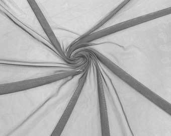 Silver 58/60" Wide Solid Stretch Power Mesh Fabric Nylon Spandex Sold By The Yard.